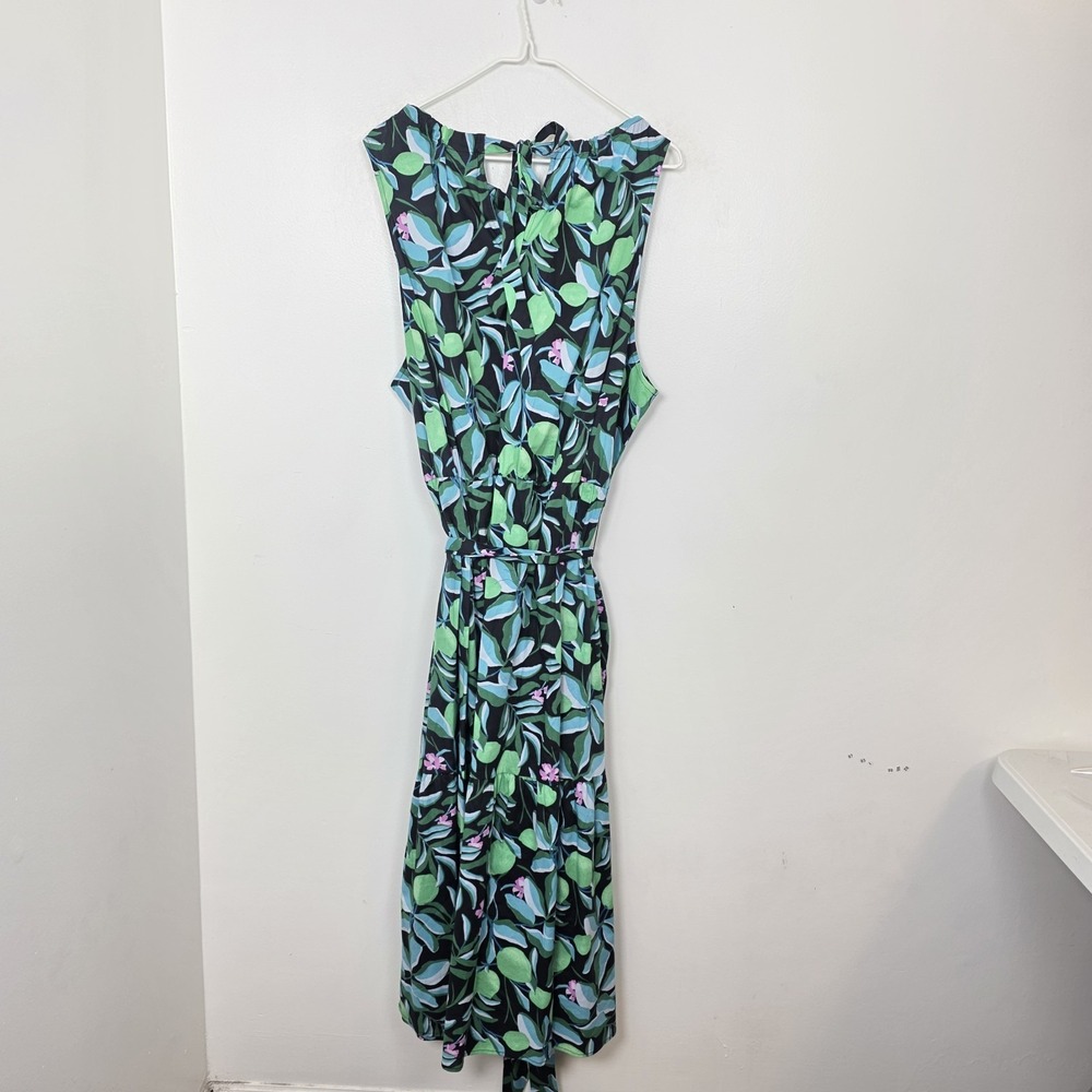 NEW Ava & Viv Black Green Blue Floral Tropical Sleeveless‎ Midi Dress Size 3X - Picture 8 of 8